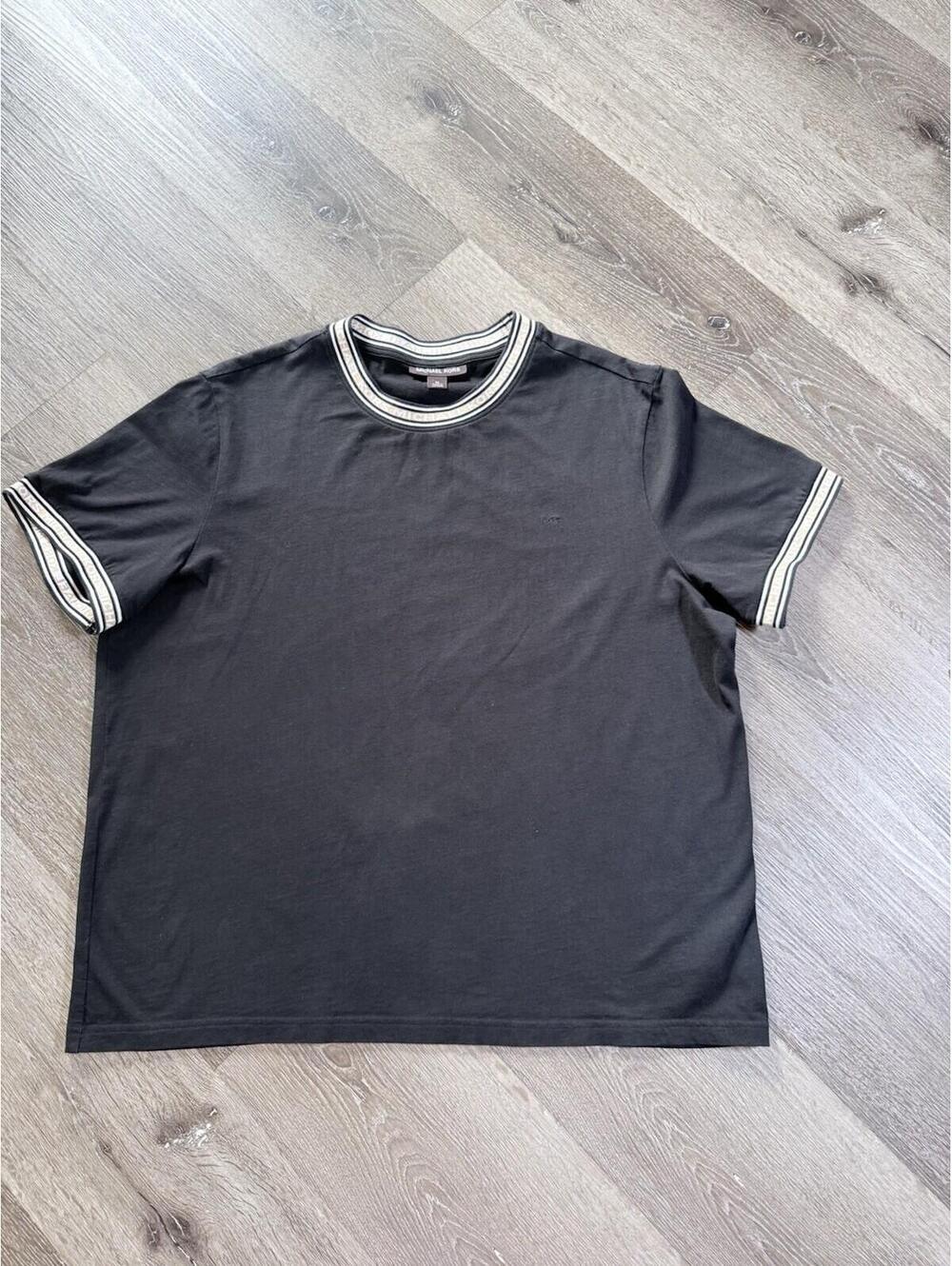Michael Kors Black White Trim Logo T-Shirt Men's Xl Crew Neck Short Sleeve